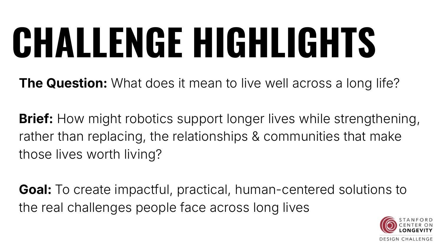 The challenge brief, from our Week 1 class deck.