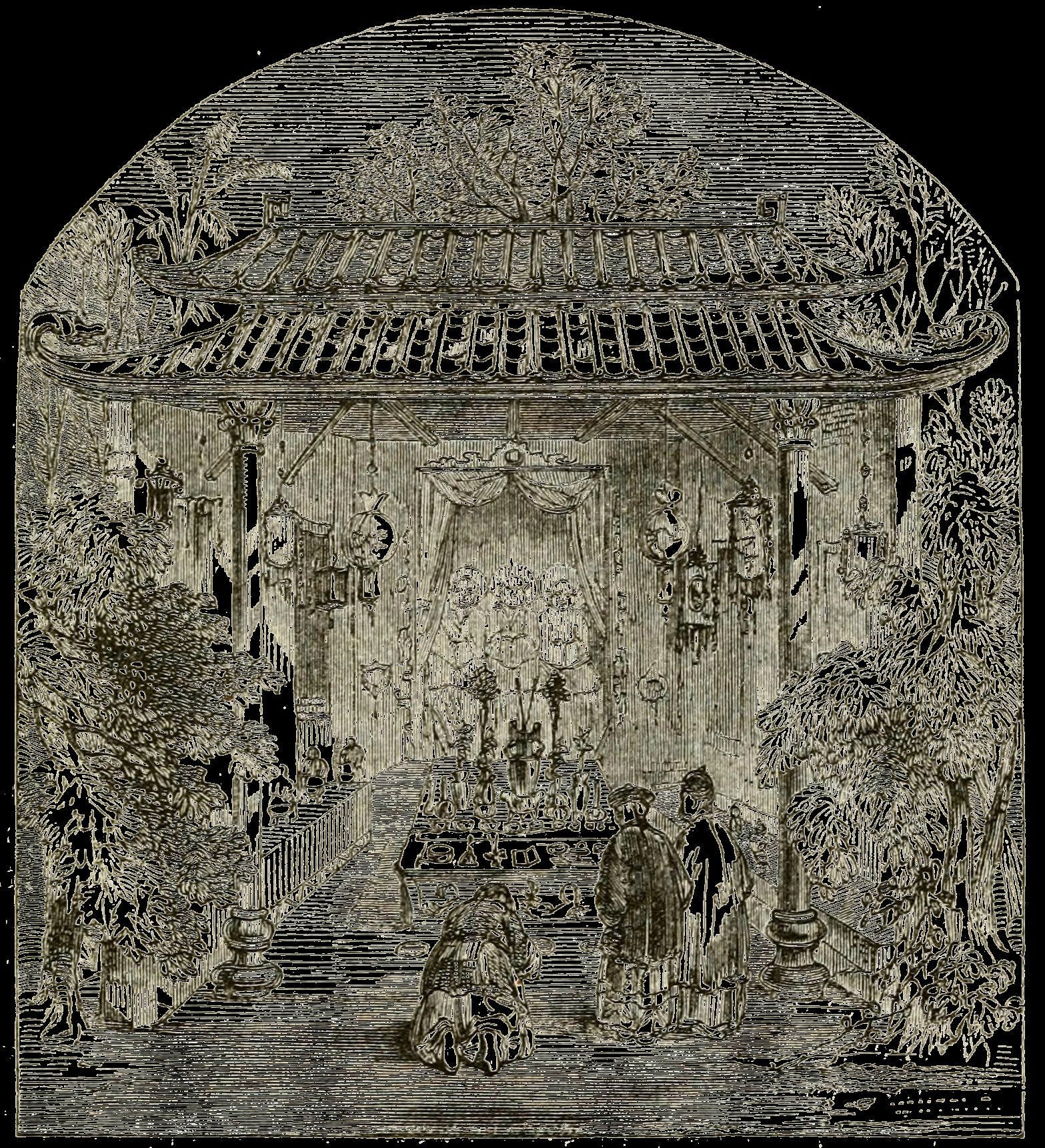 An interior, drawn rather than photographed. Someone thought this room needed explaining to people who had never stood in one. Public domain, via Wikimedia Commons.