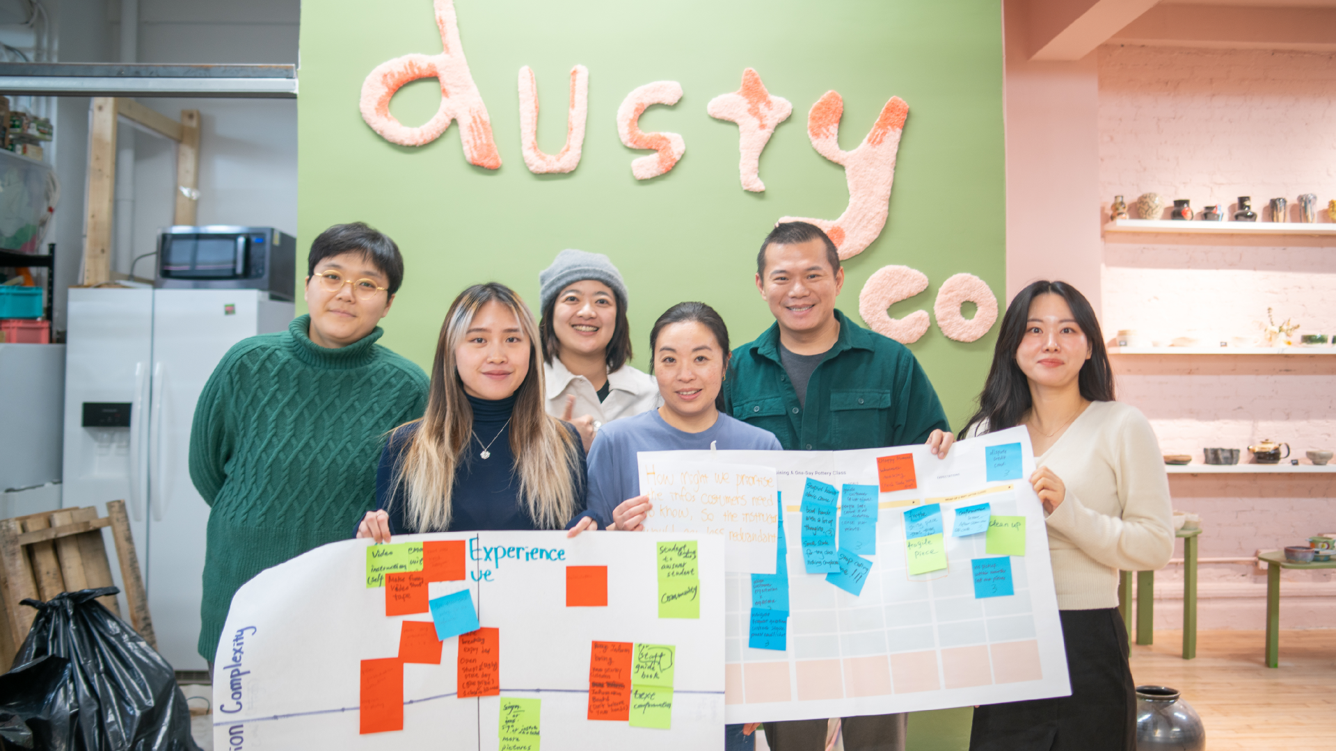 Team presenting research findings at Dusty & Co. studio