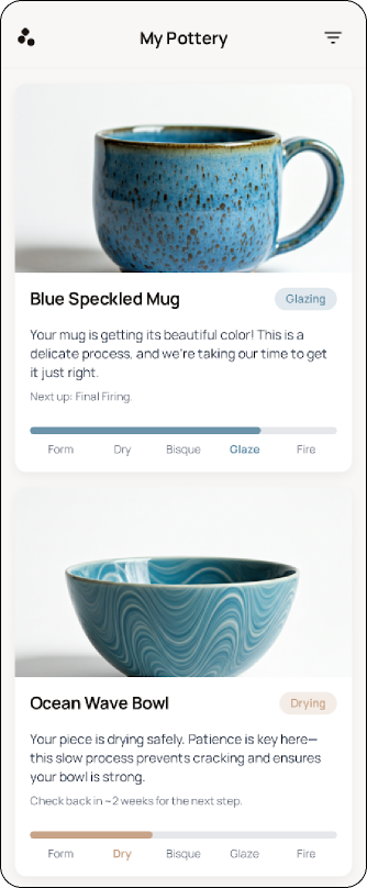 Anti-anxiety progress tracker app mockup