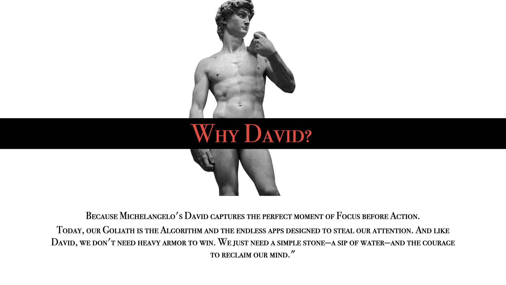 Why David? — Michelangelo's David as metaphor for focus before action