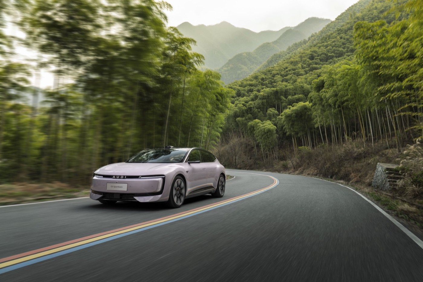 AUDI E5 Sportback on Panlong Ancient Road serpentine switchbacks